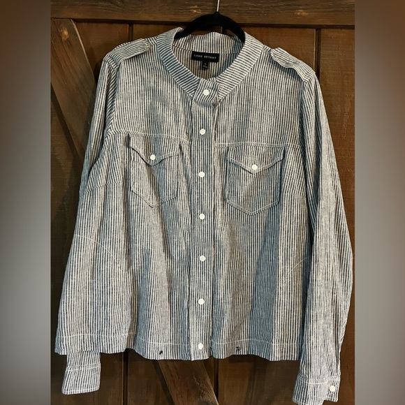Sz 20 Lane Bryant chambray striped jacket - Picture 1 of 3